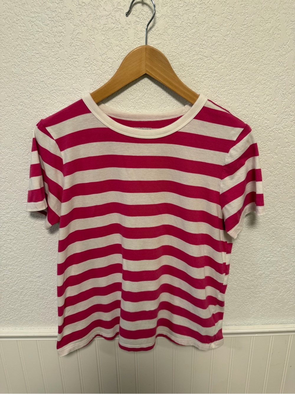 Old Navy Everywear Short-Sleeve Striped Tee in Pink and White